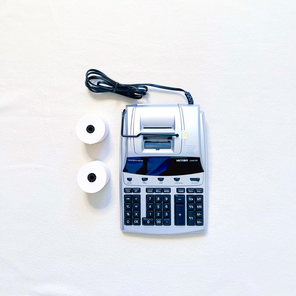 Victor 1240-3A 12 Digit Heavy Duty Commercial Printing Calculator AntiMicrobial